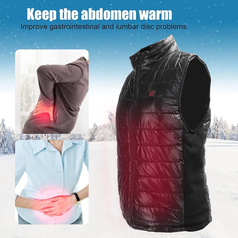 woobles Electric Heating Vest, Winter Heated Vest, USB Charging Warming Lightweight Heated Waistcoat for Outdoor Sport Winter (XXL) - Image 4